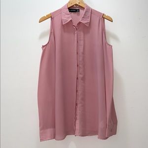 Metropark pastel pink sheer cold shoulder shirt L
